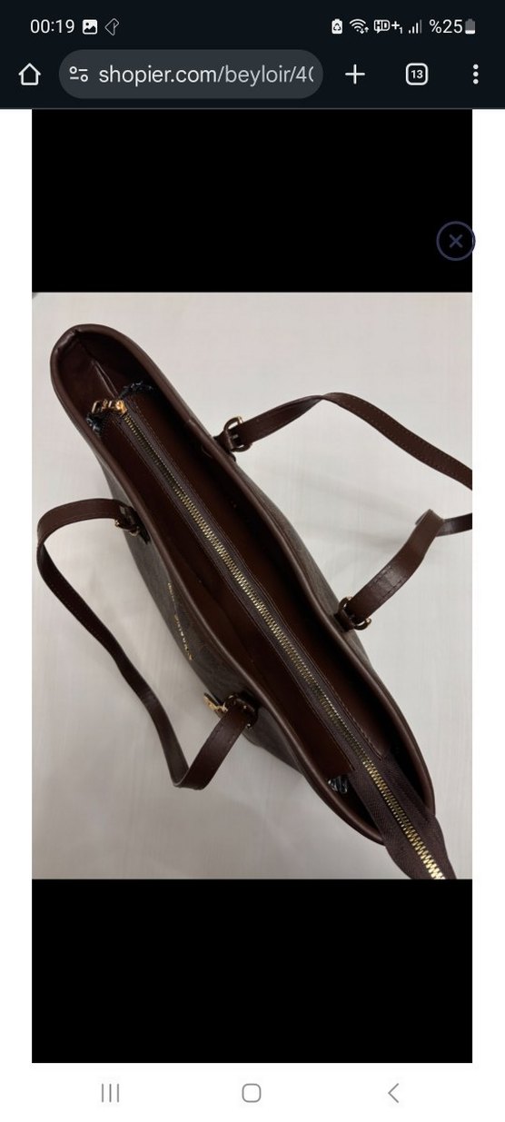 Kahverengi Kareli Deri Kadın Çanta - Görsel 3