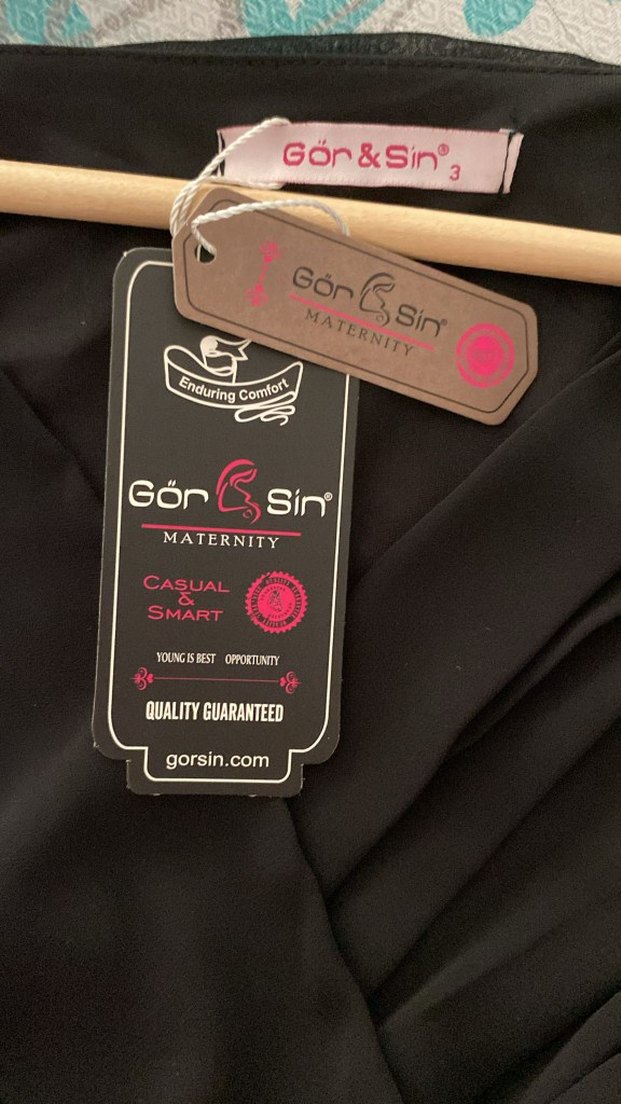 Hamile elbisesi Siyah Drapeli V Yakalı Uzun Elbise - Görsel 3