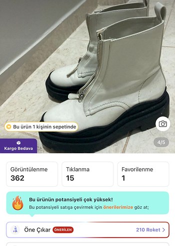 Mango Beyaz Fermuarlı Kalın Tabanlı Kadın Bot - Görsel 4