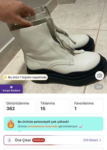 Mango Beyaz Fermuarlı Kalın Tabanlı Kadın Bot - Görsel 2