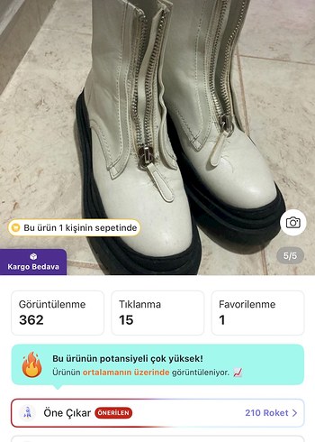 Mango Beyaz Fermuarlı Kalın Tabanlı Kadın Bot - Görsel 5