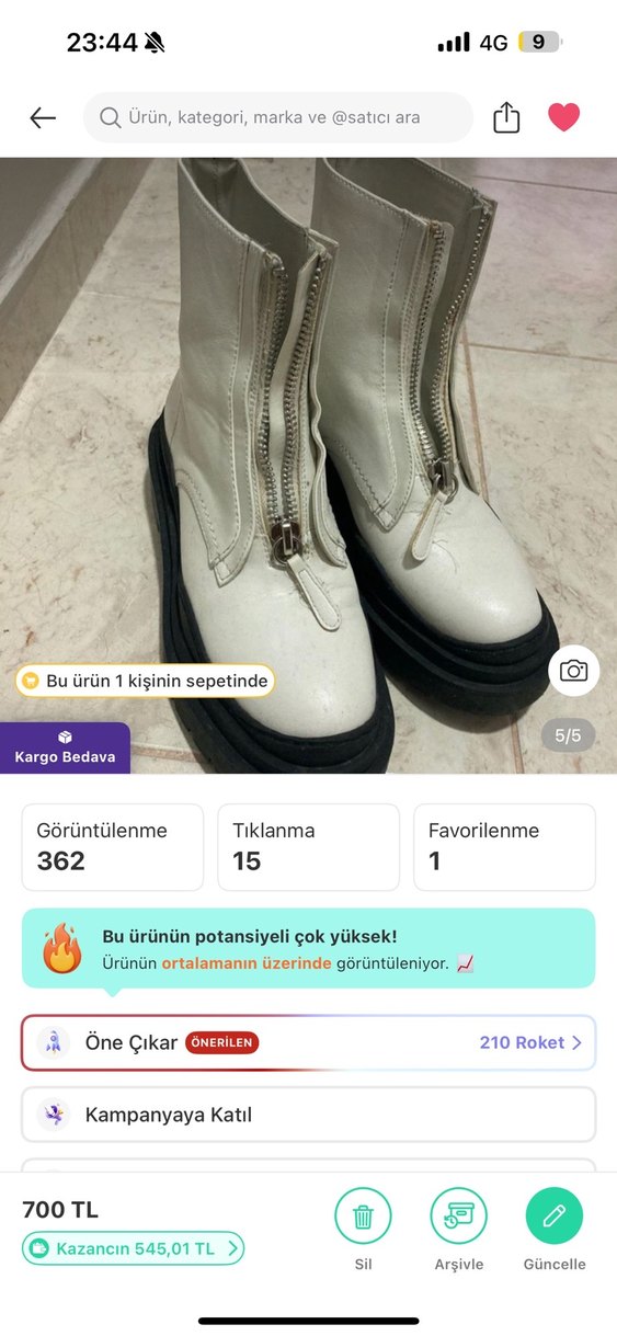 Mango Beyaz Fermuarlı Kalın Tabanlı Kadın Bot - Görsel 5