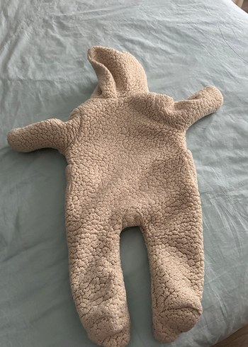 Kapüşonlu Bebek Erkek Tulum - Bej Peluş - Görsel 3