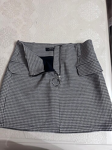 Kazayagı desenli mini etek