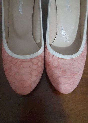 Pembe Yılan Desenli Topuklu Kadın Ayakkabı - Görsel 5