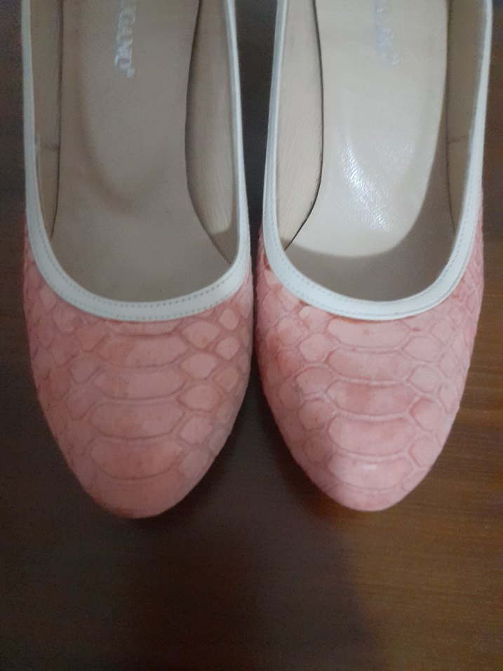 Pembe Yılan Desenli Topuklu Kadın Ayakkabı - Görsel 5