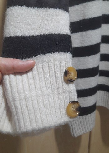 çizgilii Yüksek Yakalı Kadın yün Kazak elbise - Görsel 4