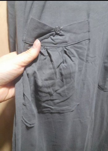 Gri Uzun penye Elbise, Uzun Kollu - Görsel 2