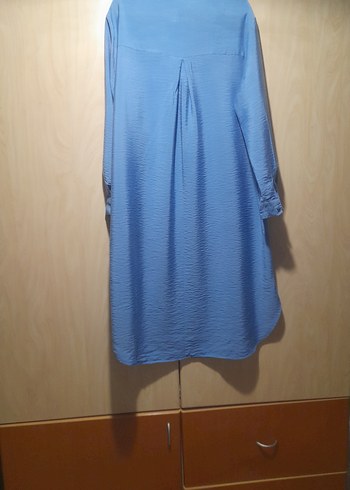 Uzun Kollu Mavi  Salaş Tunik - Görsel 4