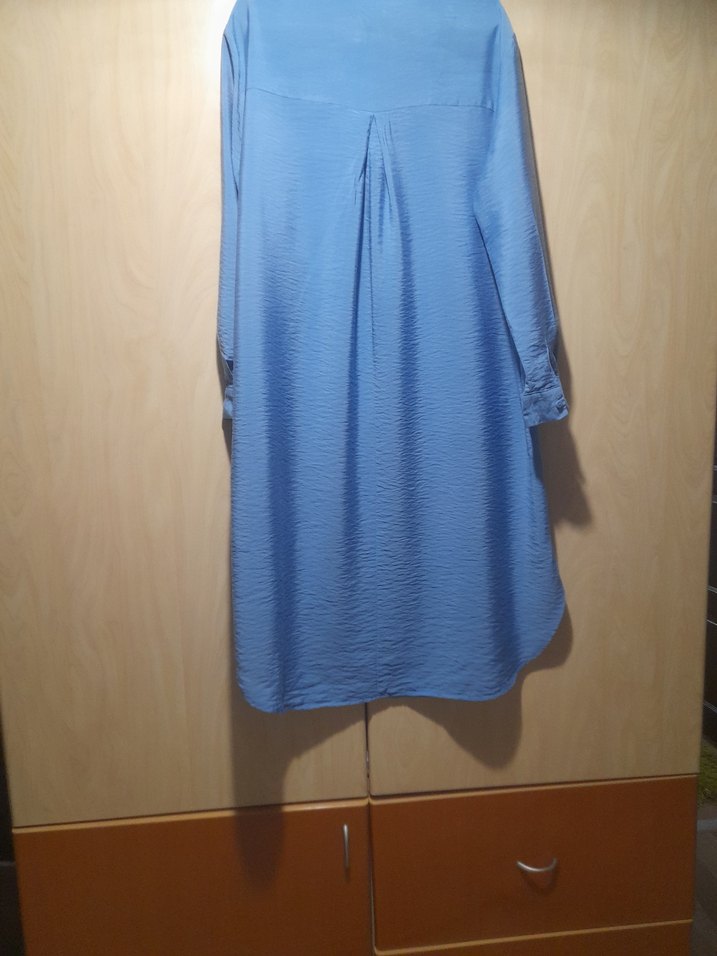 Uzun Kollu Mavi  Salaş Tunik - Görsel 4