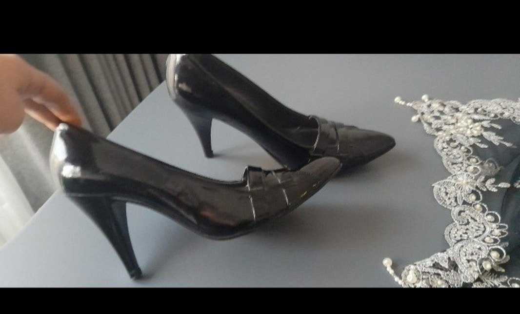 Siyah Parlak Pliseli Stiletto - Görsel 2