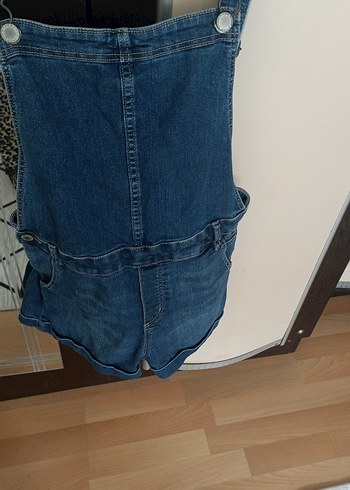 Kadın Mavi Mini Kot Salopet - Görsel 2