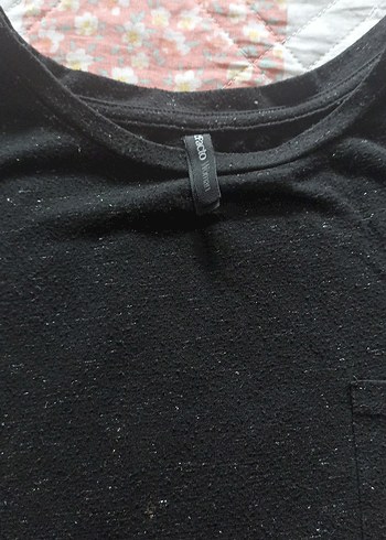 Siyah Parlak Kumaşlı Kısa Kollu Salaş Hamile Tişört - Görsel 2