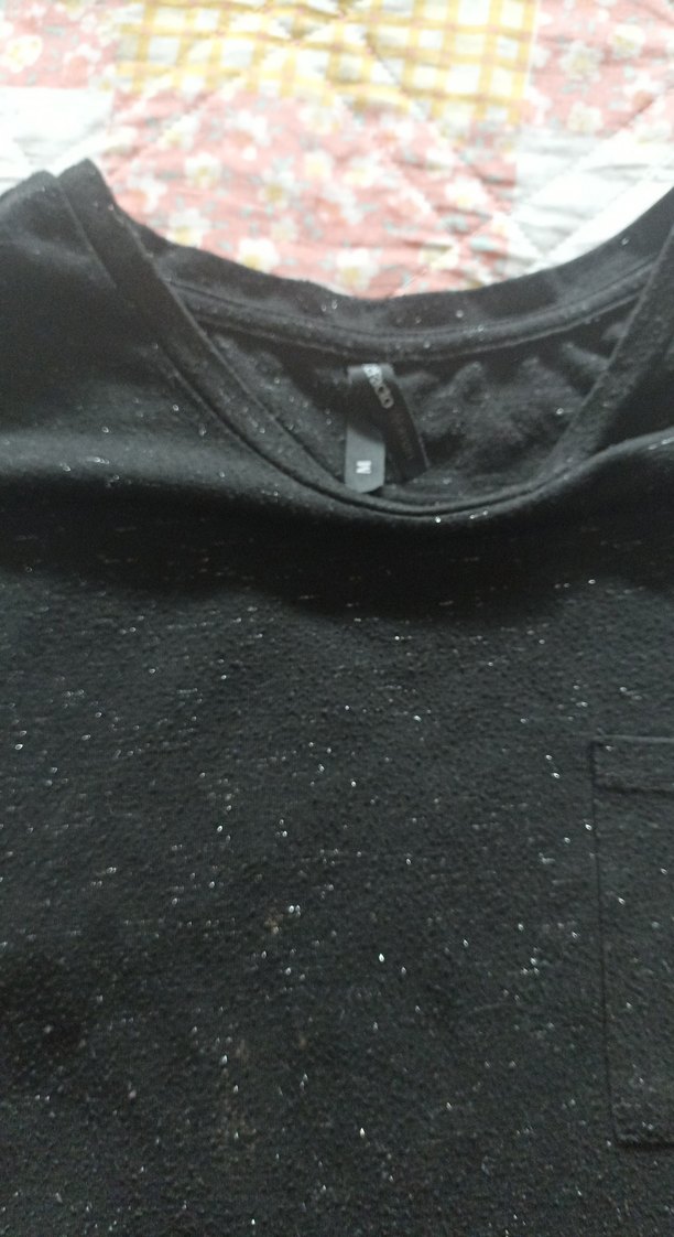 Siyah Parlak Kumaşlı Kısa Kollu Salaş Hamile Tişört - Görsel 3