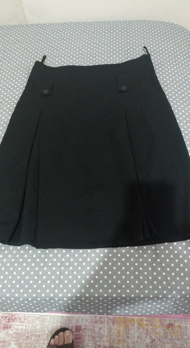 Düğmeli Siyah Midi Hamile Eteği - Görsel 4