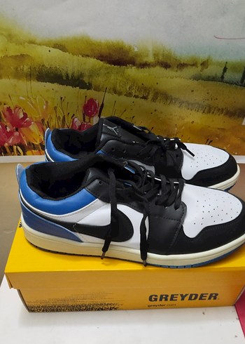Nike 43 No İthal Nike Siyah Beyaz Mavi Detayli Dusuk Bilek Sneaker