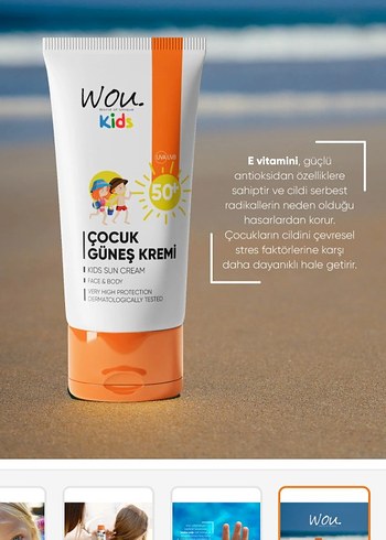 WOU Kids Çocuk Güneş Kremi SPF50+ 50ml - Görsel 3