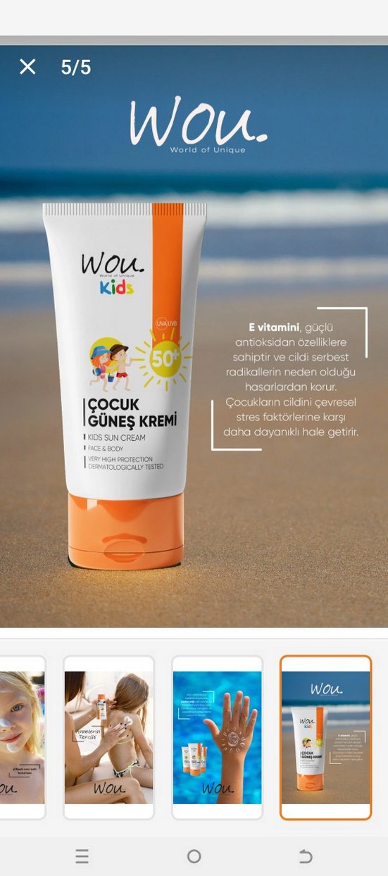 WOU Kids Çocuk Güneş Kremi SPF50+ 50ml - Görsel 3