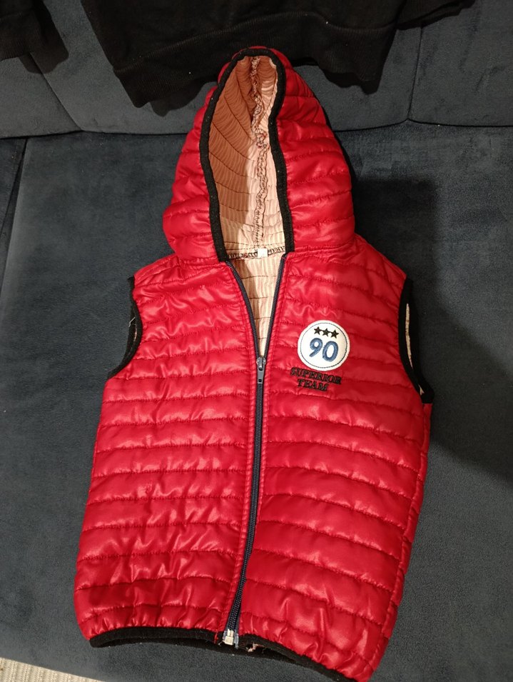 Kaplan Baskılı Gri Sweatshirt ve Kırmızı Yelek - Görsel 3