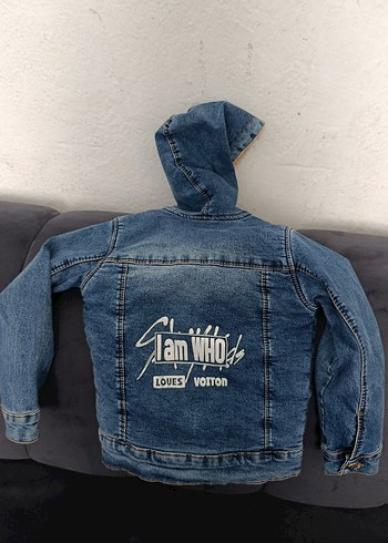 Kapüşonlu Nakışlı Erkek Çocuk Kot Ceket - Görsel 2