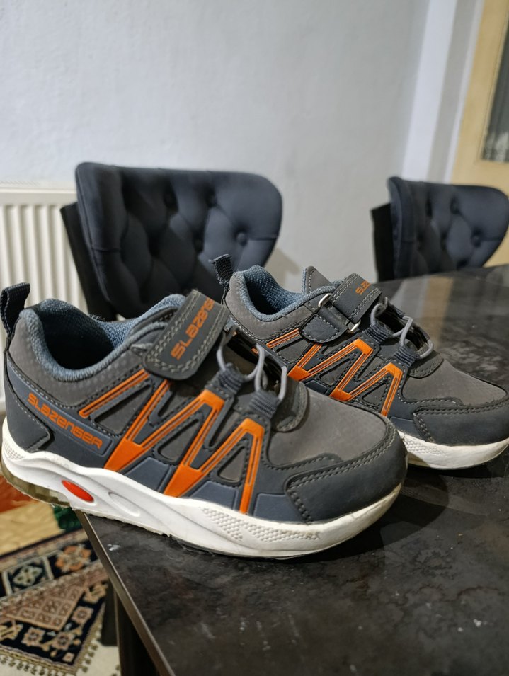 Gri Erkek Çocuk Spor Ayakkabı Velcro - Görsel 2