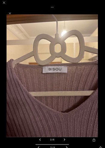 Bej V Yakalı Kadın Triko Kazak - Görsel 2