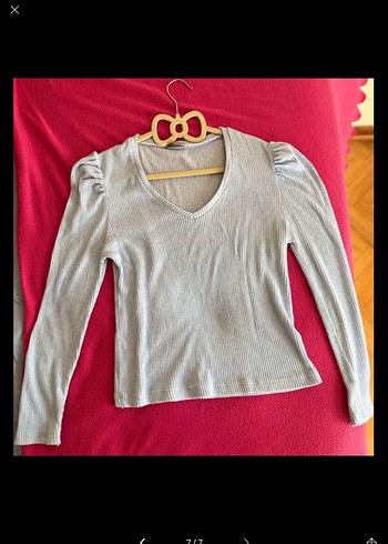 Mavi V Yakalı Kadın Kazak - Görsel 7