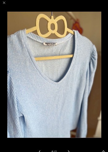 Mavi V Yakalı Kadın Kazak - Görsel 6