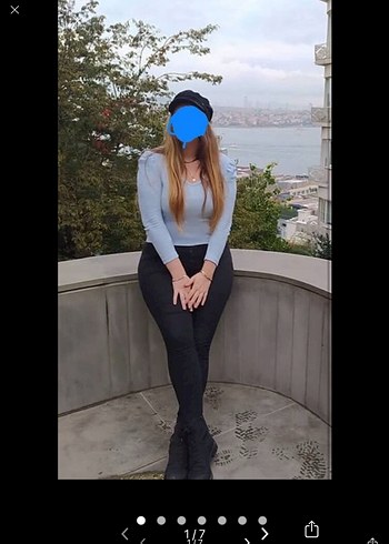 Mavi V Yakalı Kadın Kazak - Görsel 2