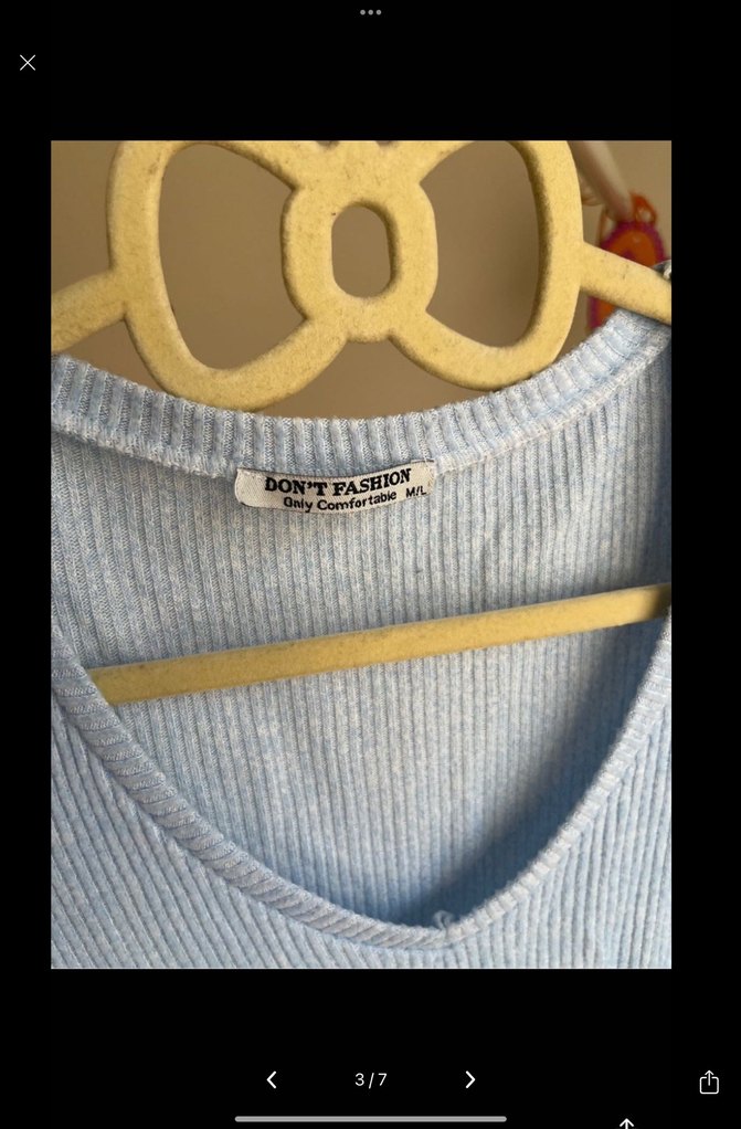 Mavi V Yakalı Kadın Kazak - Görsel 4