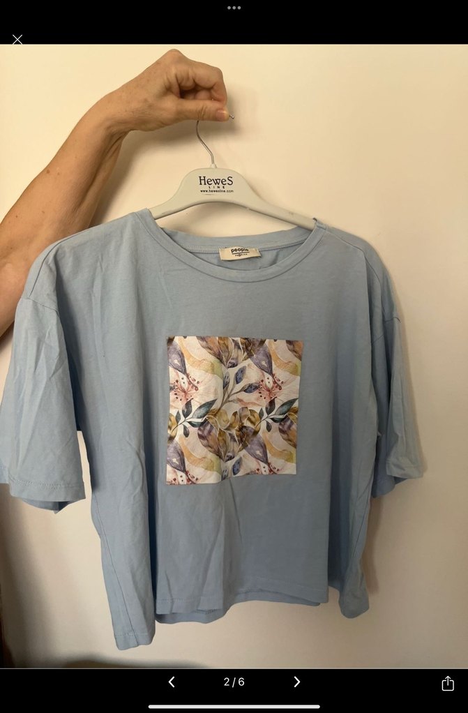 Mavi Bağlama Desenli Kısa Kollu Tişört - Görsel 4