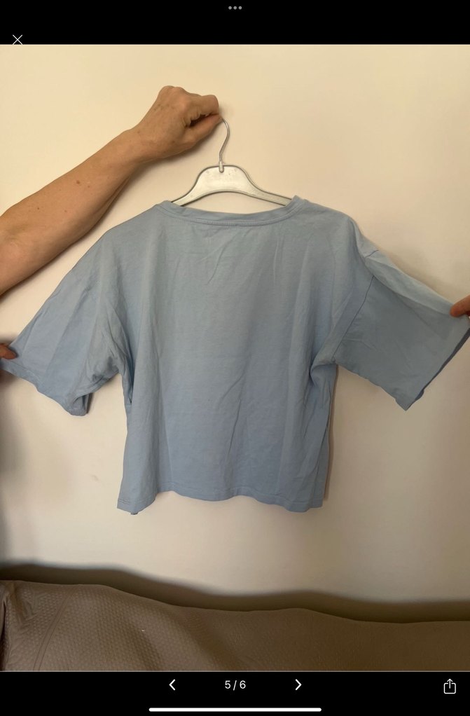 Mavi Bağlama Desenli Kısa Kollu Tişört - Görsel 5