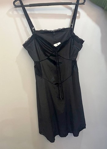 Dantelli Siyah Kadife Straplez Gecelik - Görsel 10