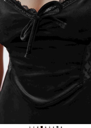 Dantelli Siyah Kadife Straplez Gecelik - Görsel 6