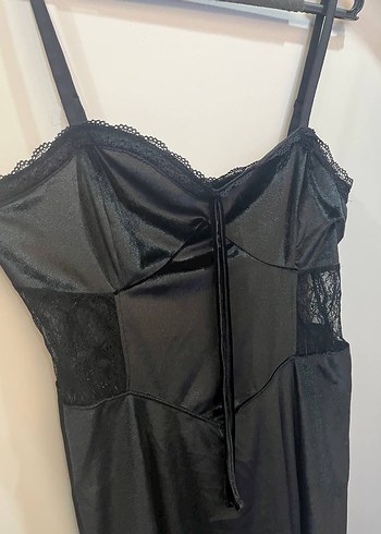 Dantelli Siyah Kadife Straplez Gecelik - Görsel 12