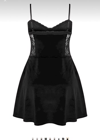 Dantelli Siyah Kadife Straplez Gecelik - Görsel 9