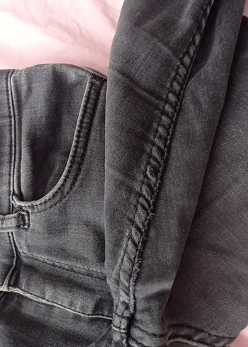 Düğmeli Gri Kadın Midi Boy Kot Pantolon - Görsel 5