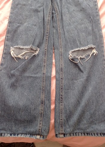 Gri Düğmeli Kadın Midi Kot Pantolon - Görsel 2