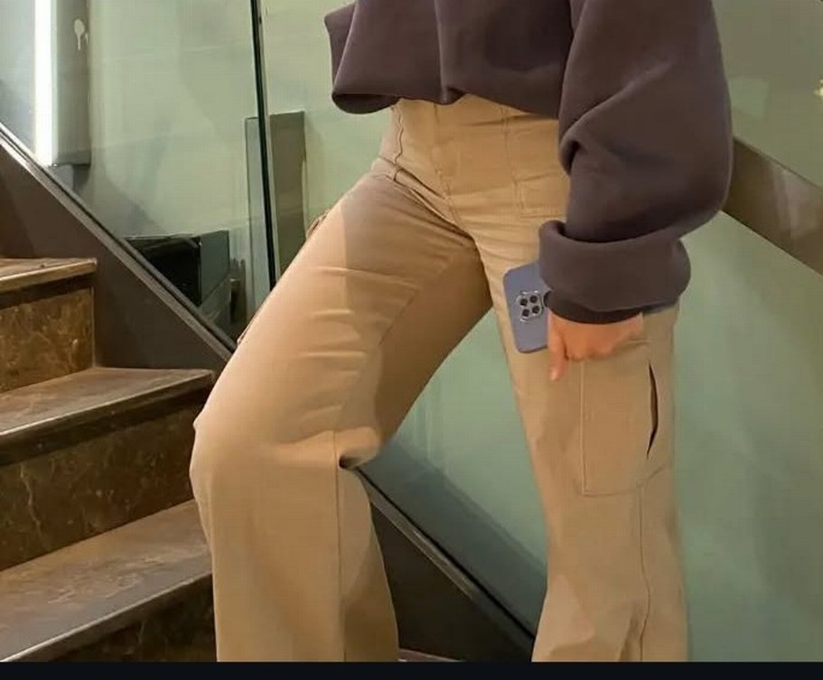 Kadın Kahverengi Rahat Kesim Midi Kot Pantolon - Görsel 2