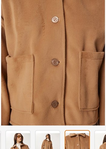 Düğmeli Camel Mini Kadın Ceket - Görsel 2