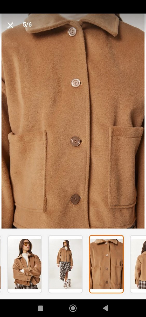 Düğmeli Camel Mini Kadın Ceket - Görsel 2