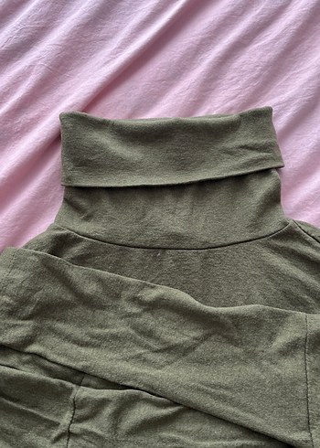 Kadın Haki Boğazlı Salaş Triko - Görsel 3