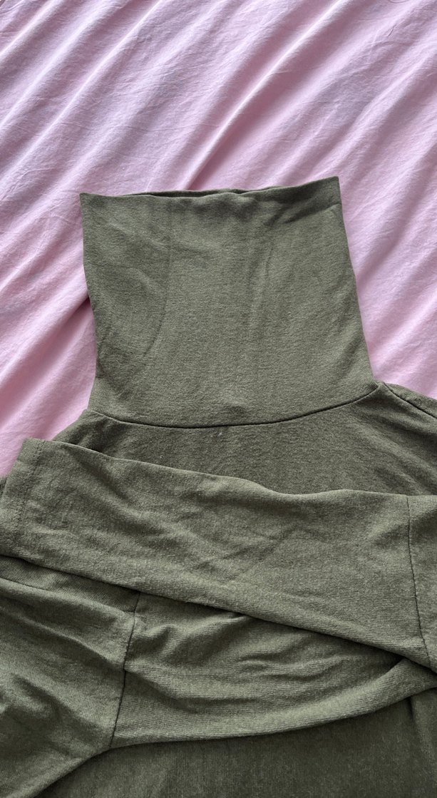 Kadın Haki Boğazlı Salaş Triko - Görsel 2