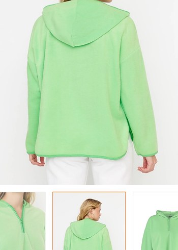 Yeşil Yarım Fermuarlı Kadın Sweatshirt - Görsel 2