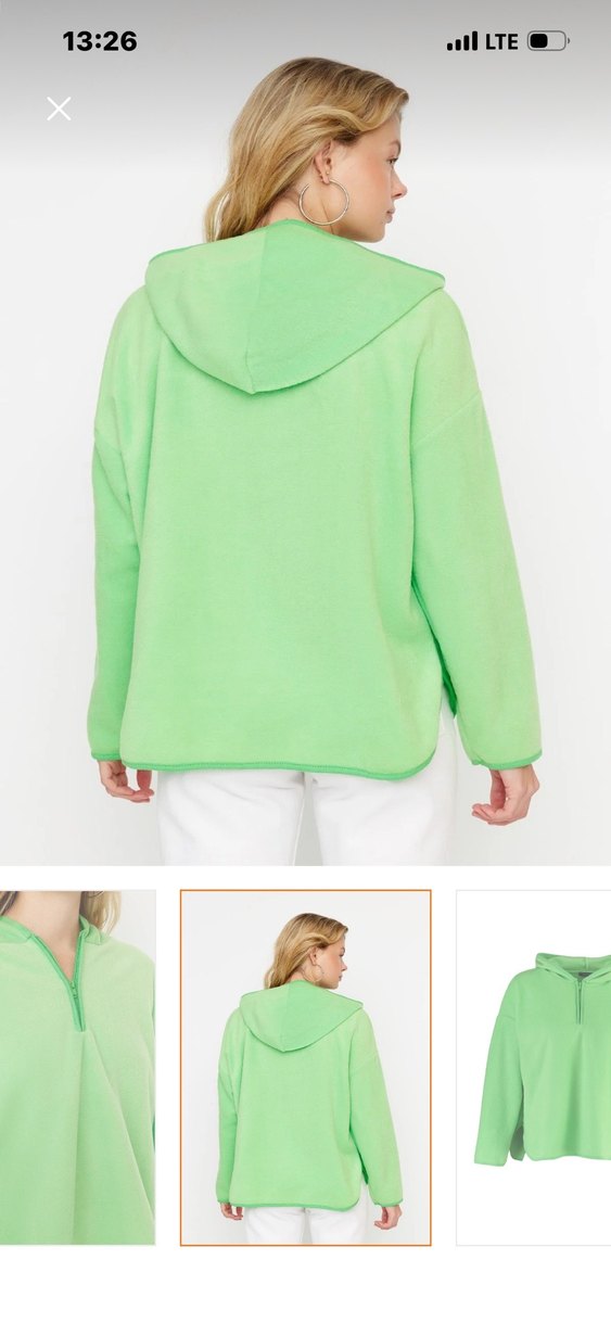 Yeşil Yarım Fermuarlı Kadın Sweatshirt - Görsel 2