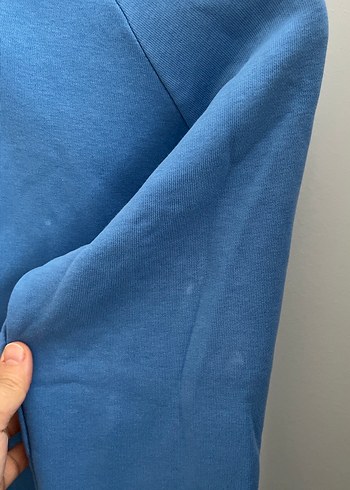 Mavi Kapüşonlu Kadın Sweatshirt - Görsel 2