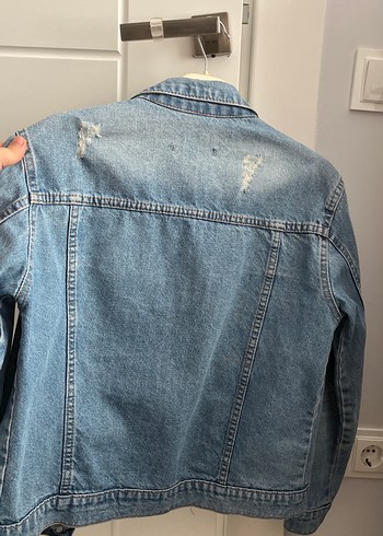 Düğmeli Mavi Kadın Denim Ceket - Görsel 5