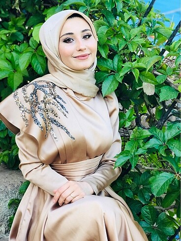 36 Beden camel Renk Tesettür abiye