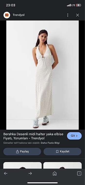 bershka çizgili elbise