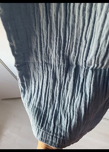 34 Beden mavi Renk yazlık muslin kumas bol paça pantolon 